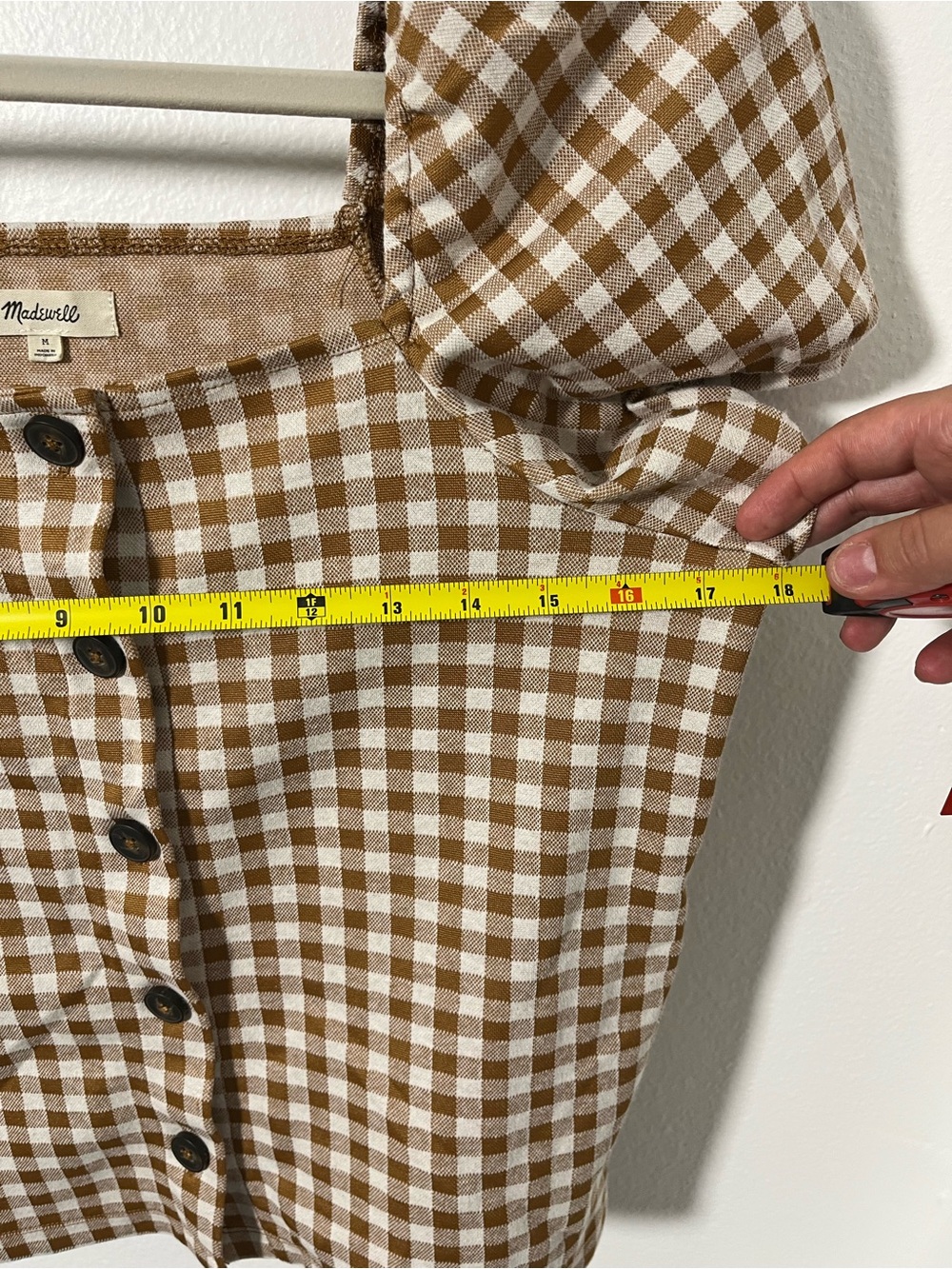 Madewell SIZE M Yellow & White Gingham Button-Front Top - Picture 4 of 6